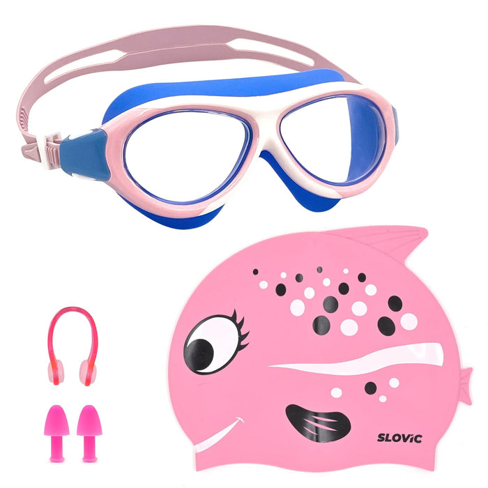 SLOVIC Swimming Kit for Kids | Swimming Goggles & Swimming Cap for Girls