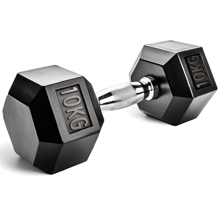 SLOVIC Rubber Dumbbells For Home & Gym | Hexa Shaped | 10 Kg | 1 piece