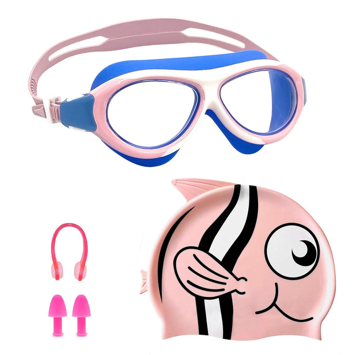 SLOVIC Swimming Kit for Kids | Swimming Goggles & Swimming Cap for Boys & Girls | Pink