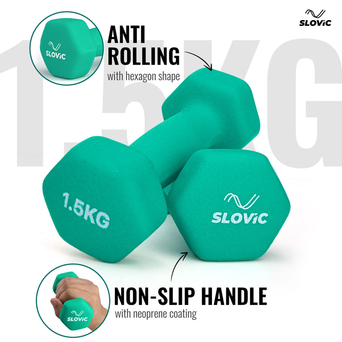 Slovic Neoprene Dumbbells Set for Home Gym | 1.5 Kg
