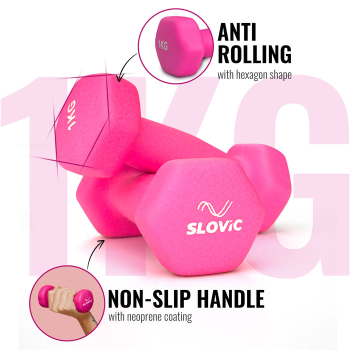Slovic Neoprene Dumbbells Set for Home Gym | 1 Kg