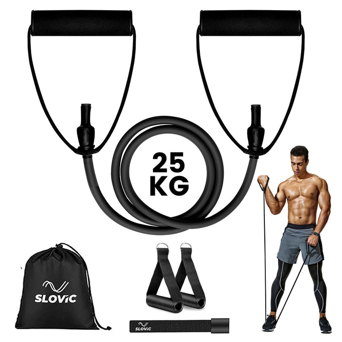 SLOVIC Resistance Tubes | Heavy-Duty Natural Latex | Black - Upto 25 Kg