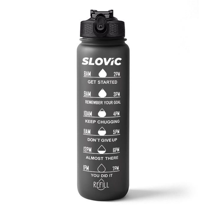 SLOVIC Sipper Water Bottle 1 Ltr | Gym Sipper Water Bottles for Adults | Motivational Water Bottle Ideal for Gym, Office, Travel & School | 100% BPA Free | Wide Mouth for Easy Cleaning