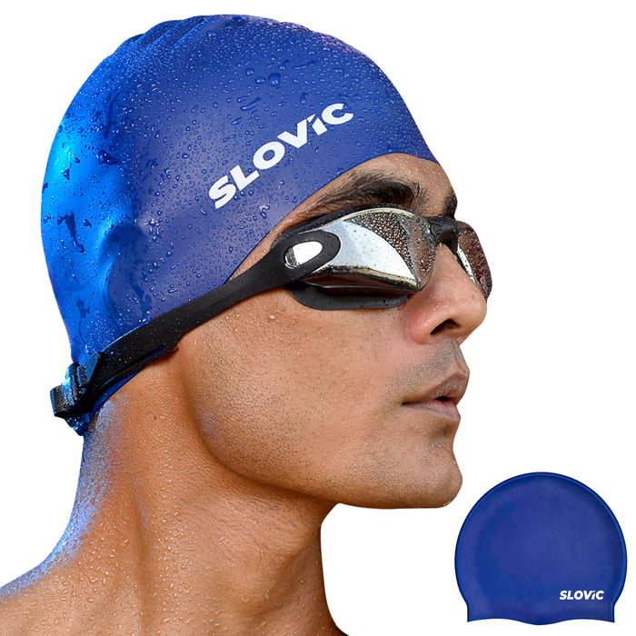 SLOVIC Swimming Cap | Adult | Unisex | Navy Blue
