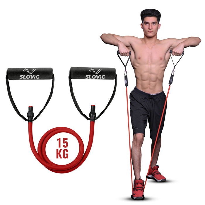 SLOVIC Resistance Tubes For Men and Women | Heavy-Duty Natural Latex | Resistance Band Set & Exercise Bands | Gym Equipment for Home