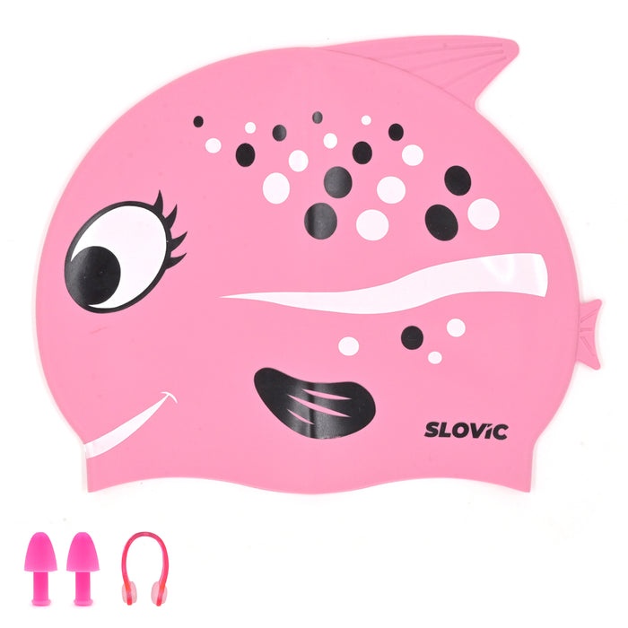 SLOVIC Swimming Cap for Kids | Red Rose Swimming Pool Cap