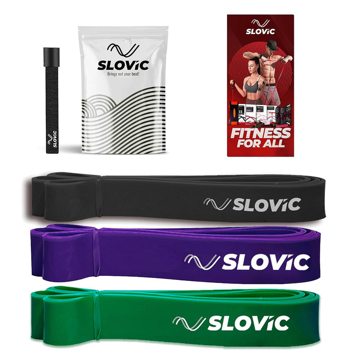 Slovic Resistance Band Pull up Training Bands for Calisthenics (Black + Purple + Green)