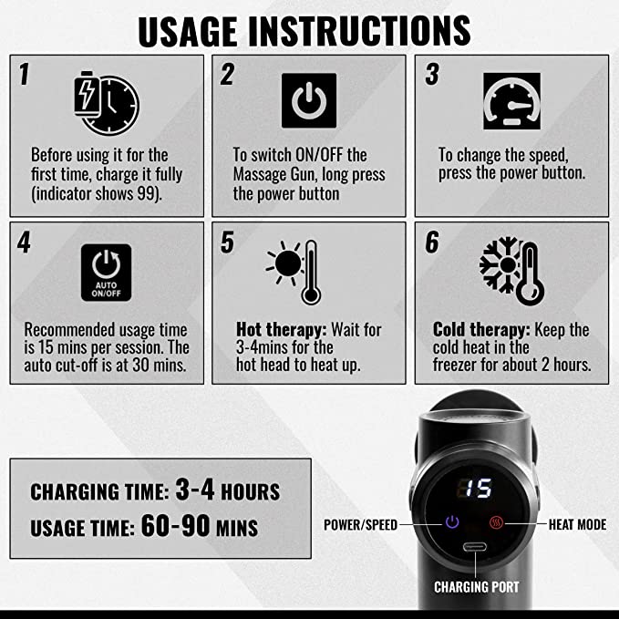 Slovic Massage Gun Deep Tissue with Hot & Cold Heads