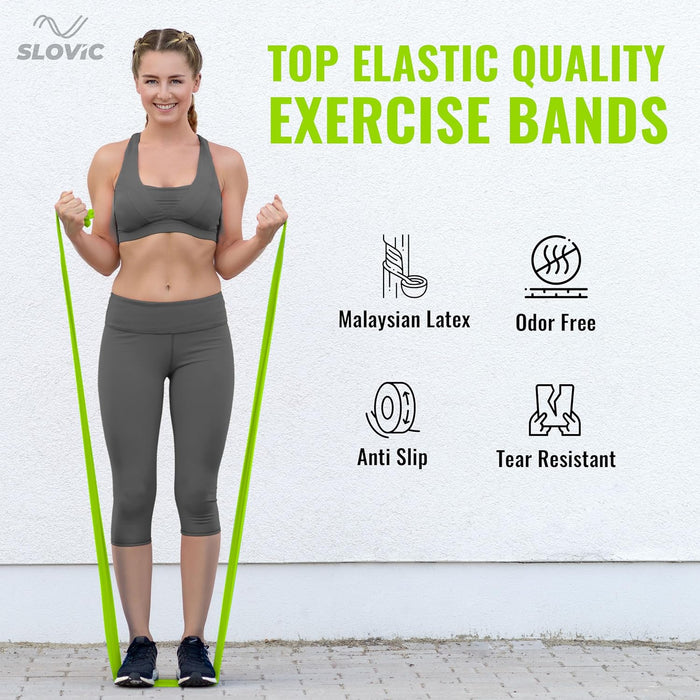 SLOVIC Professional Latex Resistance Thera Band | 100% Natural | for Warm-Up, Stretching, Cardio, Strength Training, Home Fitness, Exercise, Gym Workout & Yoga (Green)
