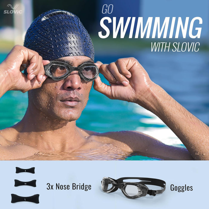 SLOVIC Swimming Goggles | Adult | Unisex | Anti-Fog & UV Protected Swimming Glasses