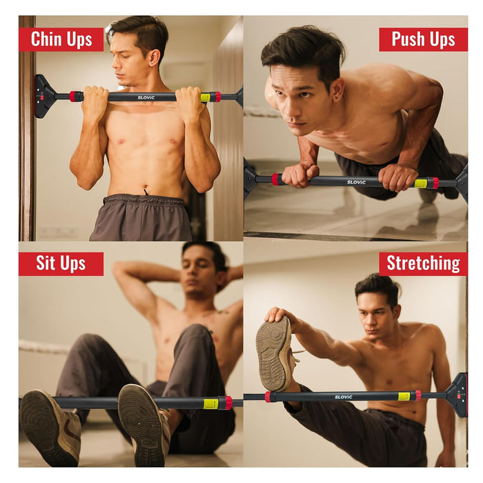 Slovic Pull Up Bar for Home | Capacity 200 KG | No Screw Pull Up Bar Wall Mounted
