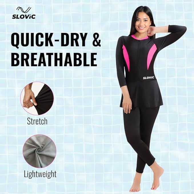 SLOVIC Swimming Suit for Women | Quick Dry & Stretchable Swimwear for Ladies