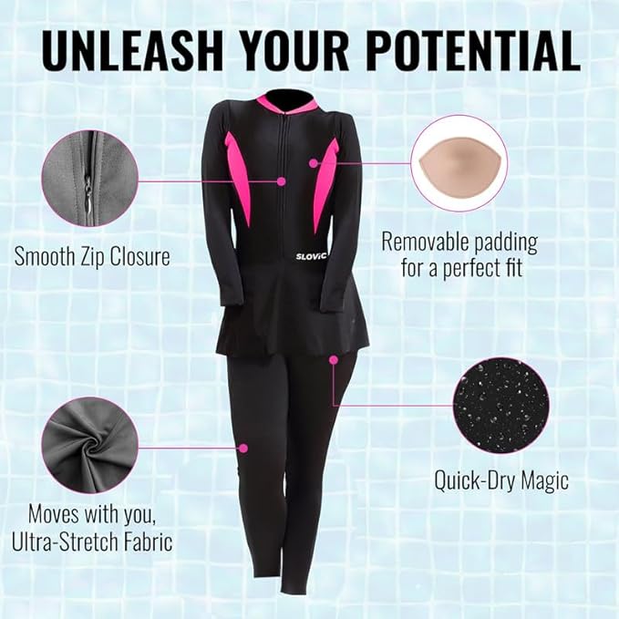 SLOVIC Swimming Suit for Women | Quick Dry & Stretchable Swimwear for Ladies