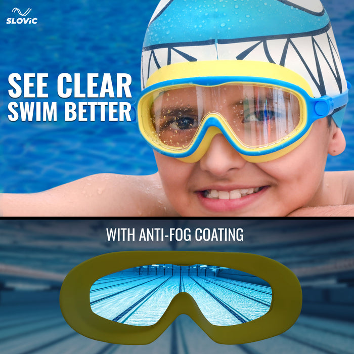 SLOVIC Swimming Kit for Kids | Swimming Goggles & Swimming Cap for Girls & Boys