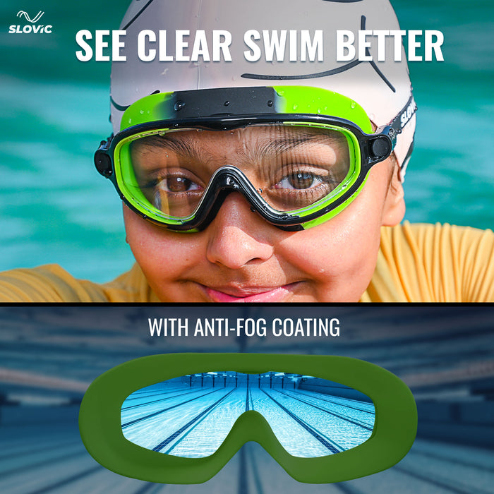 SLOVIC Swimming Kit for Kids | Swimming Goggles & Swimming Cap for Girls & Boys