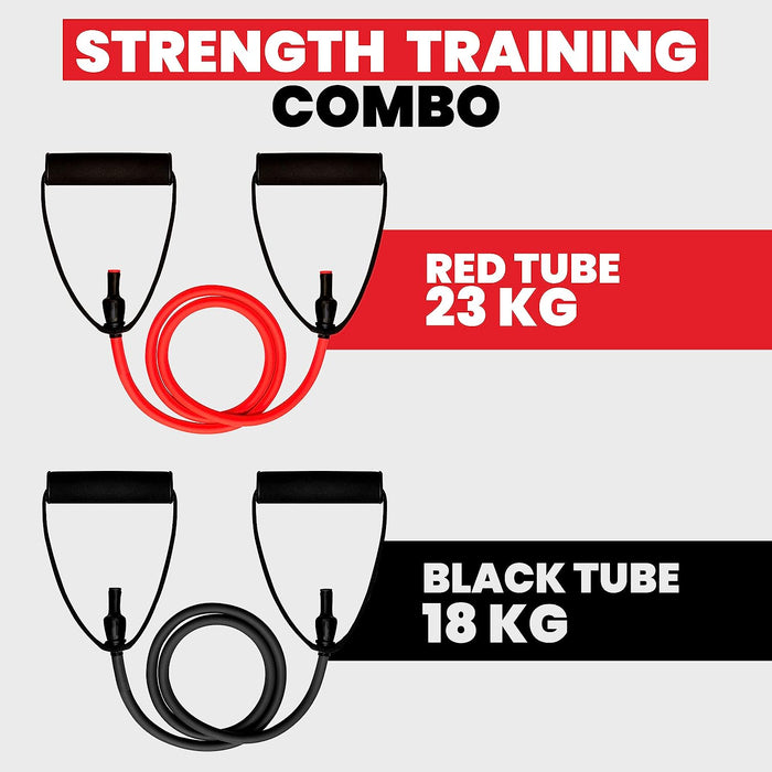 Slovic Resistance Tube for Calisthenics - Strength Training, Stretching, Mobility & Toning (Red+Black Latex)