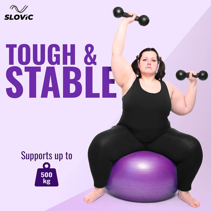 Slovic Gym Ball for Exercise | Anti Burst Coating | 55 CM