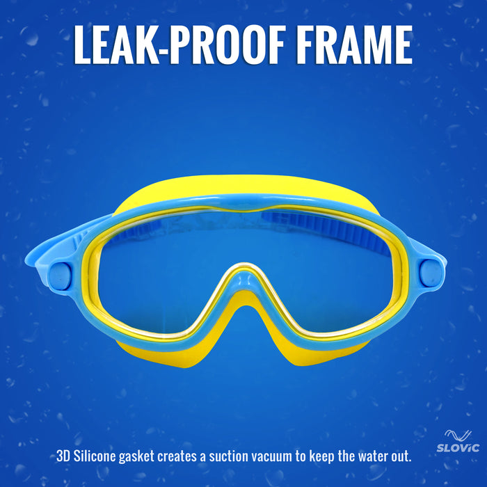 SLOVIC Swimming Kit for Kids | Swimming Goggles & Swimming Cap for Boys & Girls | Yellow & Blue