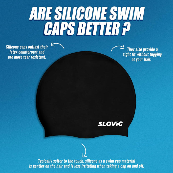 SLOVIC Swimming Combo | Swimming Goggles & Cap | Adult | Unisex | Black