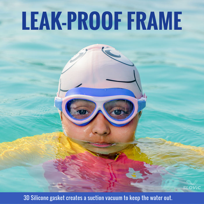 SLOVIC Swimming Kit for Kids | Swimming Goggles & Swimming Cap for Boys & Girls | Pink