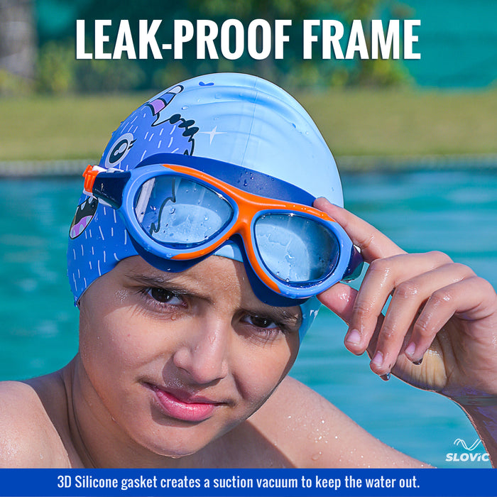 SLOVIC Swimming Kit for Kids | Swimming Goggles & Swimming Cap for Girls & Boys