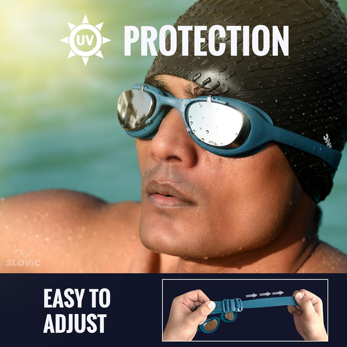 SLOVIC Swimming Goggles | Adult | Unisex | Anti-Fog & UV Protected Swimming Glasses