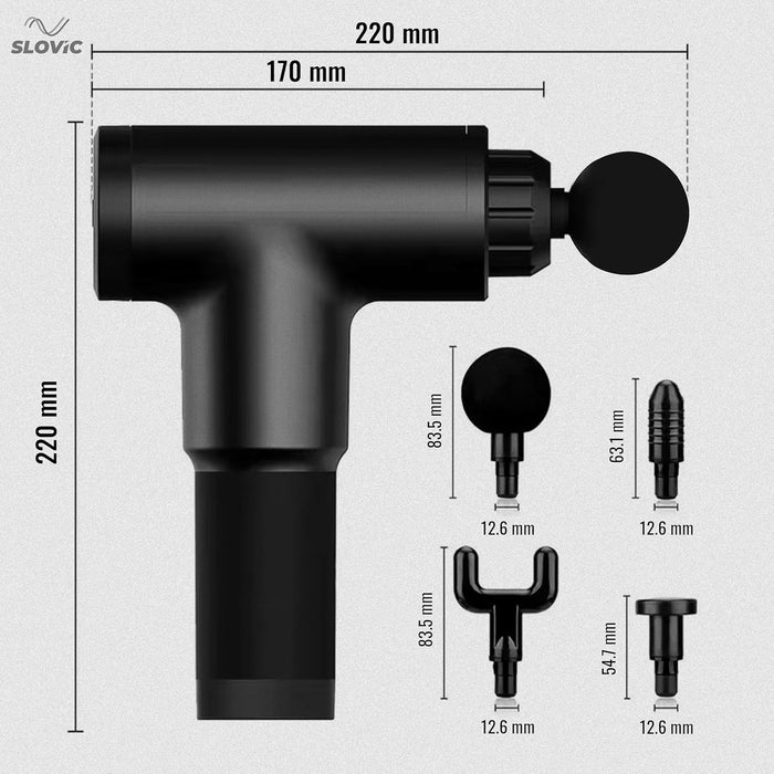 SLOVIC Massage Gun for Post-Workout Recovery & Pain Relief | With 4 Custom Heads | Rechargeable
