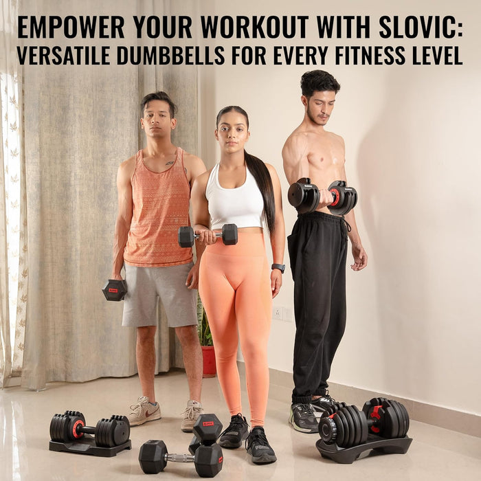 SLOVIC Rubber Dumbbells For Home & Gym | Hexa Shaped | 5 Kg | 1 piece