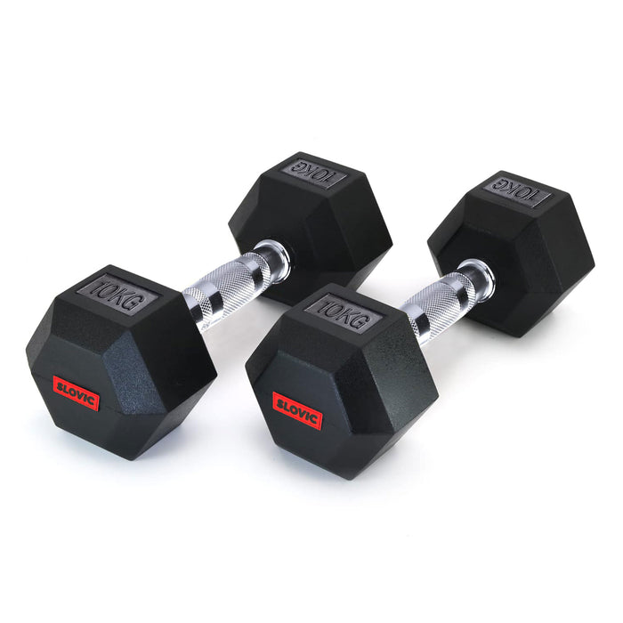 Slovic Dumbbell Set [2.5 KG to 10 KG ]| Hexa Dumbbells Set for Home Workout | Dumbbells Pair for Exercise | Gym Equipment for Home Workout | Anti Skid Rubber | Dumbbell Black