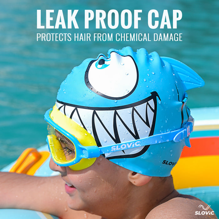 SLOVIC Swimming Cap for Kids | Shark Swimming Pool Cap