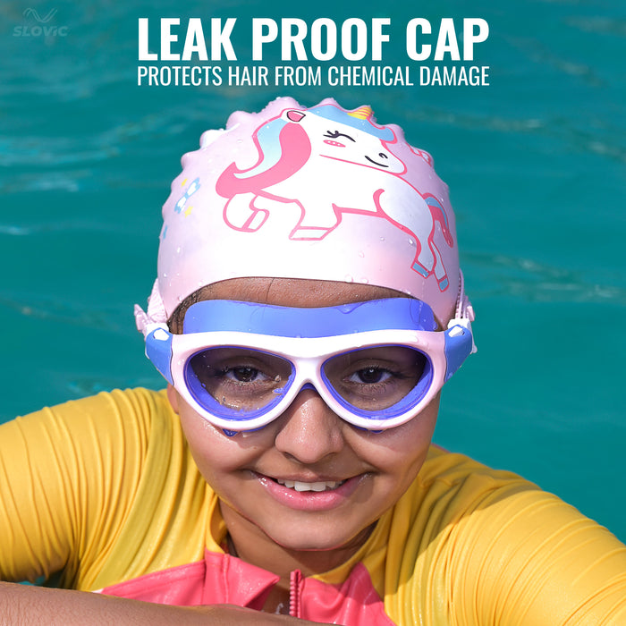 SLOVIC Swimming Cap for Kids | Unicorn Swimming Pool Cap