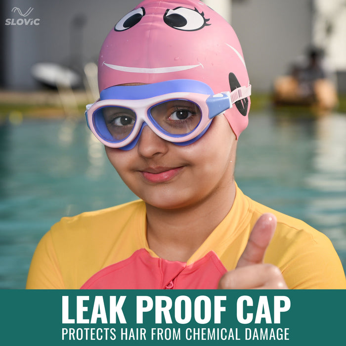 SLOVIC Swimming Cap for Kids | Red Rose Swimming Pool Cap