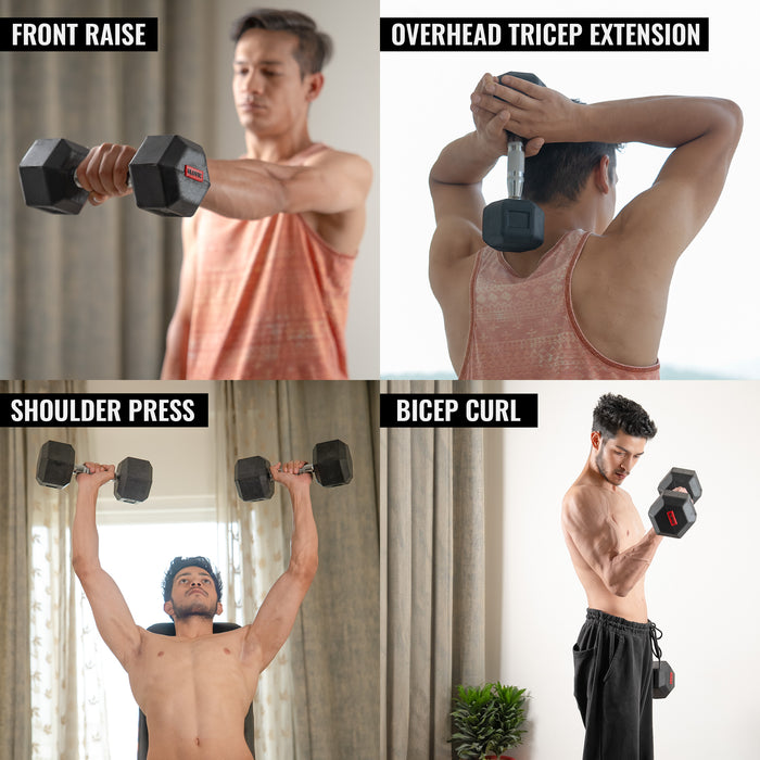 Slovic Dumbbell Set [2.5 KG to 10 KG ]| Hexa Dumbbells Set for Home Workout | Dumbbells Pair for Exercise | Gym Equipment for Home Workout | Anti Skid Rubber | Dumbbell Black