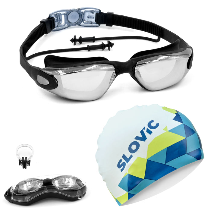 SLOVIC Swimming Combo | Swimming Goggles & Cap | Adult | Unisex