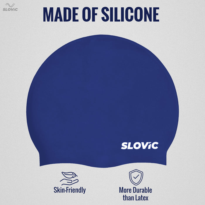 SLOVIC Swimming Combo | Swimming Goggles & Cap | Adult | Unisex | Black & Blue