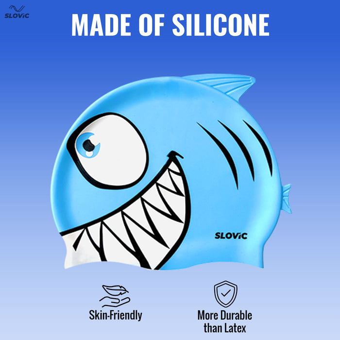 SLOVIC Swimming Cap for Kids | Shark Swimming Pool Cap