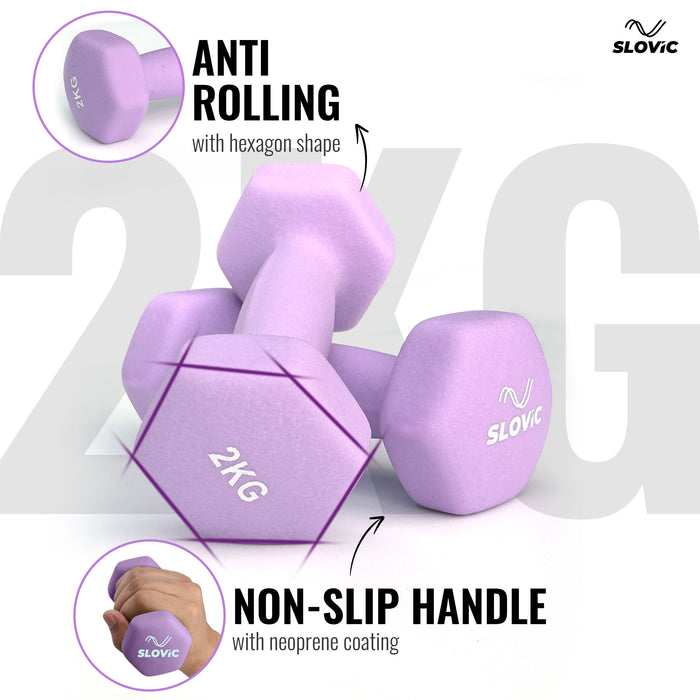 Slovic Neoprene Dumbbells Set for Home Gym | 2 Kg