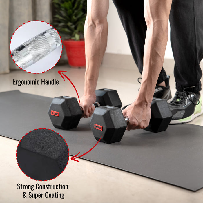 Slovic Dumbbell Set [2.5 KG to 10 KG ]| Hexa Dumbbells Set for Home Workout | Dumbbells Pair for Exercise | Gym Equipment for Home Workout | Anti Skid Rubber | Dumbbell Black