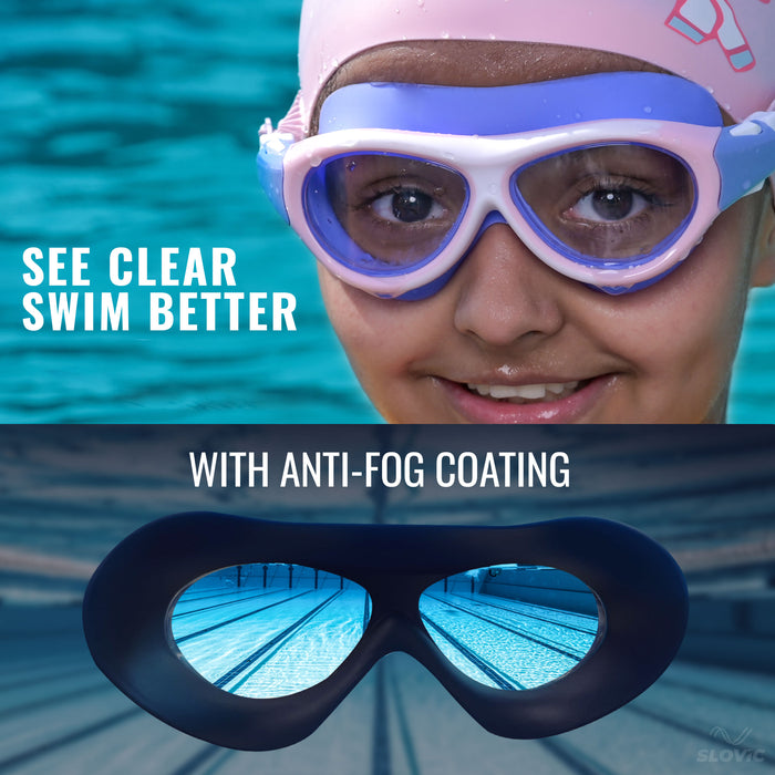 SLOVIC Swimming Kit for Kids | Swimming Goggles & Swimming Cap for Girls