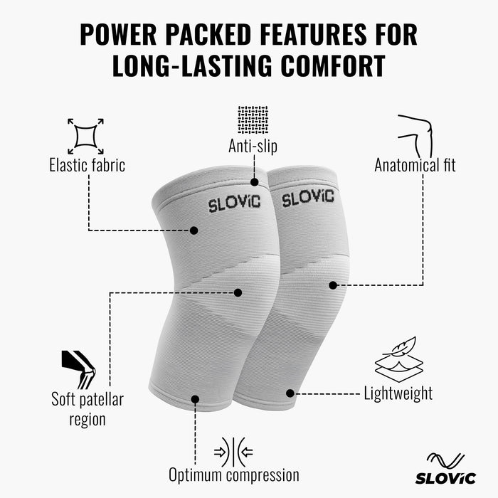 SLOVIC Knee Support for Pain Relief | Bamboo Yarn Knee Cap for Gym, Sports & Cycling | Anti-Slip & Breathable Compression Sleeve for Men & Women
