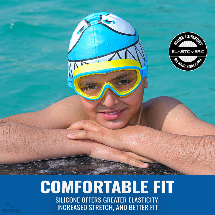 SLOVIC Swimming Cap for Kids | Shark Swimming Pool Cap