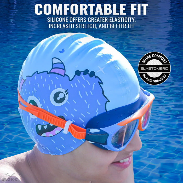 SLOVIC Swimming Cap for Kids | Bear Swimming Pool Cap