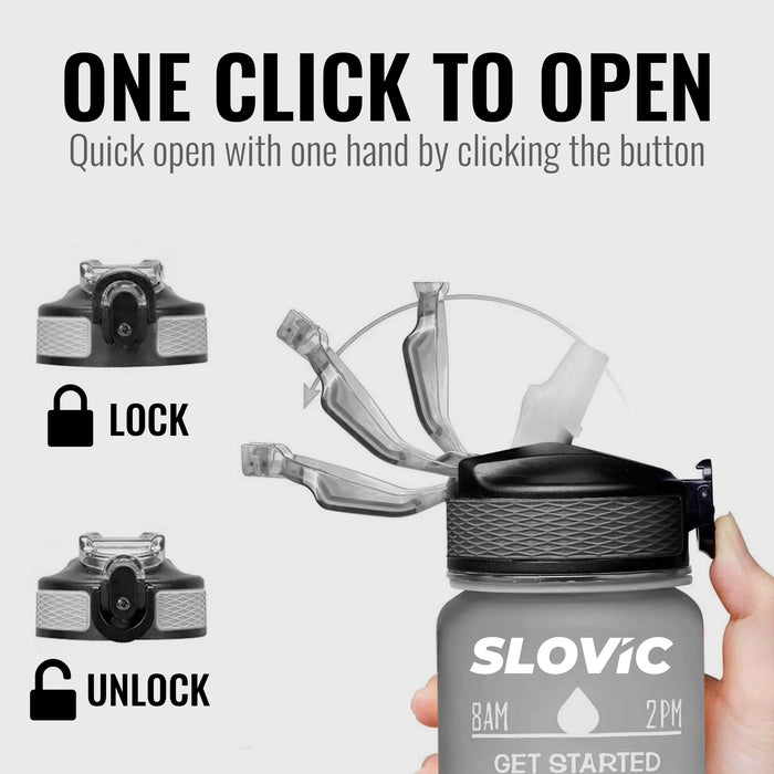 SLOVIC Sipper Water Bottle 1 Ltr | Gym Sipper Water Bottles for Adults | Motivational Water Bottle Ideal for Gym, Office, Travel & School | 100% BPA Free | Wide Mouth for Easy Cleaning