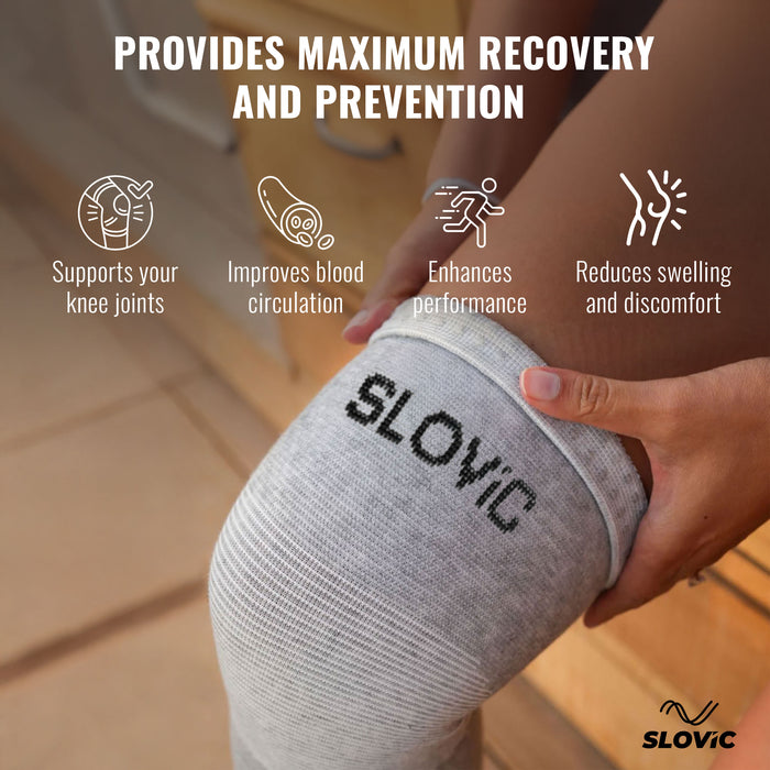 SLOVIC Knee Support for Pain Relief | Bamboo Yarn Knee Cap for Gym, Sports & Cycling | Anti-Slip & Breathable Compression Sleeve for Men & Women