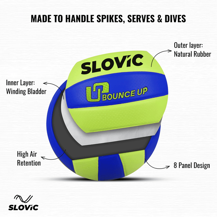 SLOVIC Volleyball [Size-5] | Durable & High Bounce Volleyball Ball | Ideal for Both Indoor & Outdoor Matches | Soft Material & Waterpoof | Blue & Green