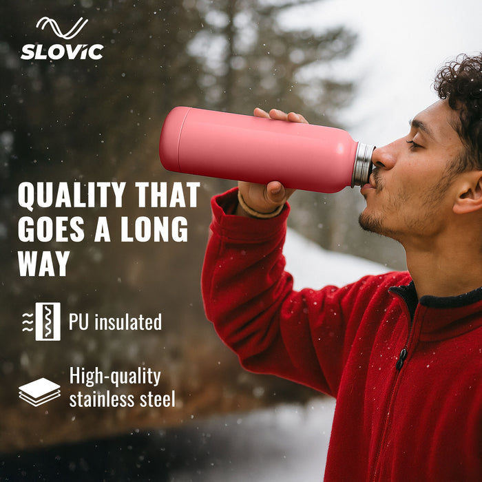 SLOVIC PU Insulated Water Bottle [900 ML] | Stainless Steel Water Bottle for School Kids | 100% BPA Free & Leak Proof |Keeps Water Hot & Cold upto 4 Hrs | Ideal for Home, Office, Gym, School & Travel