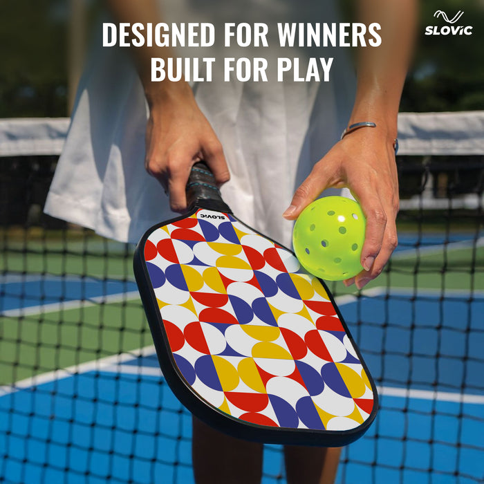 Slovic Pickle Ball Racket [1 x Racket] | PickleBall Rackets with Fiberglass Paddles | Honeycomb Composite Core with Non-Slip Grip | Lightweight & Durable Paddle for Indoor & Outdoor | Comes with Cover