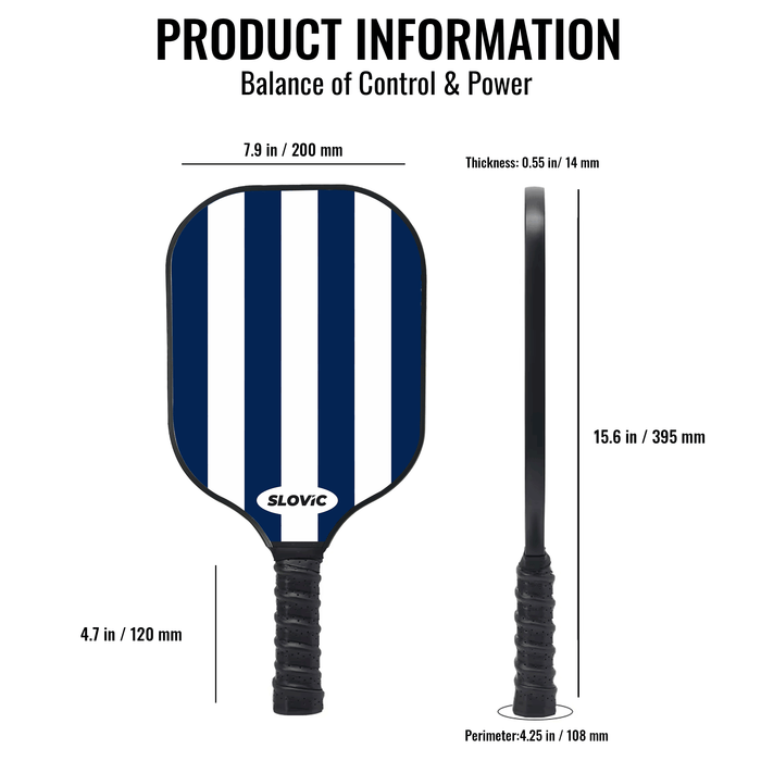 Slovic Pickle Ball Racket [1 x Racket] | PickleBall Rackets with Fiberglass Paddles | Honeycomb Composite Core with Non-Slip Grip | Lightweight & Durable Paddle for Indoor & Outdoor | Comes with Cover