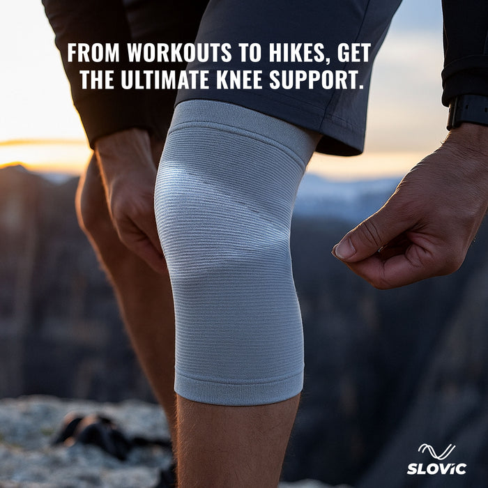 SLOVIC Knee Support for Pain Relief | Bamboo Yarn Knee Cap for Gym, Sports & Cycling | Anti-Slip & Breathable Compression Sleeve for Men & Women
