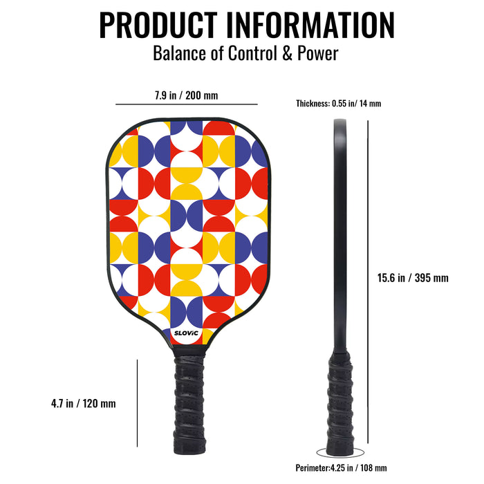 Slovic Pickle Ball Racket [1 x Racket] | PickleBall Rackets with Fiberglass Paddles | Honeycomb Composite Core with Non-Slip Grip | Lightweight & Durable Paddle for Indoor & Outdoor | Comes with Cover